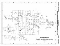 an electronic circuit diagram showing the power amplifier scheme and its corresponding components, as well as instructions