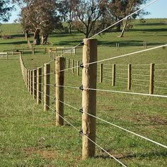 the fence is made of wood and wire