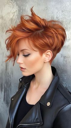 Cooper Pixie Hair, Short Hair Fashion Color, Red Hair Bob Haircut, Short Copper Hair, Edgy Hair Color, Edgy Short Haircuts, Short Red Hair, Short Sassy Hair, Copper Hair Color