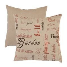 two pillows with different types of words on them