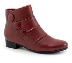 Trotters Women's Mila Ankle Boots - QVC.com Shoe Carnival, Synthetic Rubber, Sangria, Leather Ankle Boots, Cow Leather, Ankle Booties, Leather Heels, Bootie