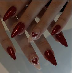 Cherry Wine Nails, Hoco Nails, Cherry Wine, Nails Prom, Going Viral, Nails 2024, Xmas Nails, Heart Nails