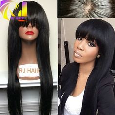 150% Density Brazilian Silk top Wig #Glueless Full Lace Wig straight #Unprocessed Virgin Silk Base Lace Front Wigs With Bangs # Wigs With Bangs for Black Woman #Whatsapp:0086-18354218743 Human Hair Wigs With Bangs, Full Fringe, Top Wig, Straight Natural, Wig Straight, Lace Front Human Hair Wigs, Lace Front Human Hair, Wigs With Bangs