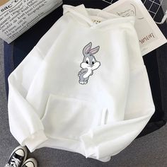 Hoddies Outfits, Look 80s, Kawaii Sweatshirt, Funny Kawaii, Trendy Hoodies, Stylish Hoodies, Cartoon Rabbit, Women Hoodies, Oversize Women