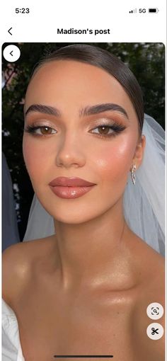 Bridal Glam Makeup, Bride Makeup Brown Eyes, Glam Bride Makeup, Soft Wedding Makeup, Makeup Asian, Bridal Glam, Glam Bride, Bridal Make Up, Tanned Makeup