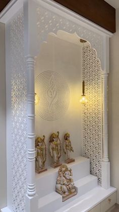 White Pooja Room, Mandir Ideas, Inclined Studio, Mandir Design, Pooja Mandir, Interior Design Your Home, Pooja Room Design, Pooja Room