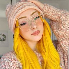 Yellow Hair Color, Hair Color Purple, Straight Lace Front Wigs, Haircut And Color, Hair Color Blue, Yellow Hair, Hair Collection, Dye My Hair