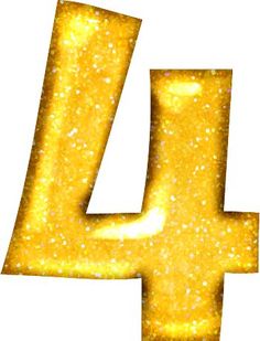 the letter 4 is made up of yellow glitter