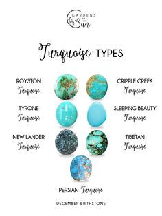 DECEMBER BIRTHSTONE: TURQUOISE - Gardens of the Sun | Ethical Jewelry Types Of Turquoise Stones, Torquise Crystals Meaning, Turquoise Tattoo Stone, Turquoise Gemstone Meaning, What To Wear With Turquoise Jewelry, Turquoise Stone Tattoo, Turquoise Meaning Stones, Turquoise Crystal Meaning, Tourquise Stone