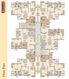 the floor plan for an apartment building with several rooms and two bathrooms in each room