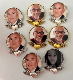 six portraits of men and women are arranged in the shape of an ornament