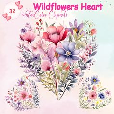 a bouquet of flowers with the words wildflowers heart