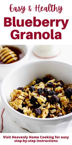 blueberry granola recipe in a white bowl