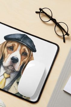 Watercolor Detective Beagle Mouse Pad