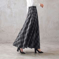 "This winter wool skirt is a classic piece of tailoring that will see you through rain or shine. It is cut with a flattering flared skirt to give you a wonderful shape. The winter skirt is perfect classic styling and ends at the ankle. This is a versatile skirt that you'll wear again and again. DETAILS: * More colors available https://etsy.me/2WgHgmy * 30% wool, 30% fiber, 40% polyester * fully satiny liner * Two side pockets * Right zip closure * has belt loops to keep everything in place AND * Winter Full-length Pleated Skirt, Classic High Waist Skirt For Fall, Classic High-waist Skirt For Fall, Elegant Plaid Skirt, Winter Plaid Cotton Skirt, Winter Cotton Plaid Skirt, Plaid A-line Skirt With Lining, Wool Pleated Long Skirt, Winter Full Length Lined Skirt