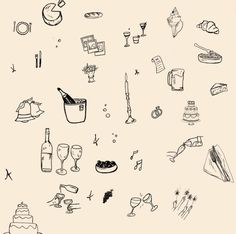 a bunch of different things that are drawn in black and white