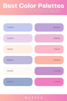 the best color palettes for designers, including pastel colors and white text on a pink