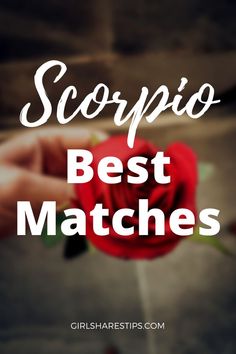 someone holding a red rose with the words scoppo best matches in white text