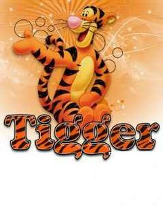 a cartoon tiger with the word tiger on it's chest and an orange background