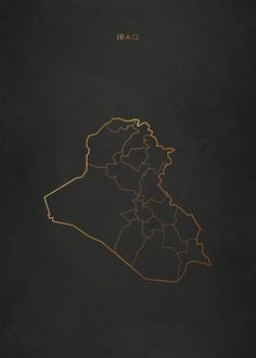 a black and gold map of iraq