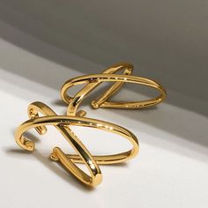 Giada 18K Gold X-pattern Cross Ear Cuff Medium Size Lobe Cuff, Earrings No Piercing, Ear Cuff Gold, Non Pierced Earrings, Gold Ear Cuff, Silver Ear Cuff, Couple Jewelry, Demi Fine Jewelry, Cuff Earrings