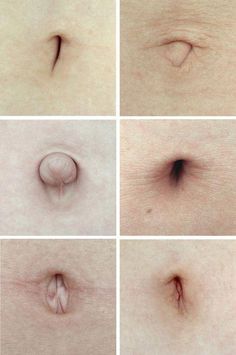 six different pictures of the same person's stomach