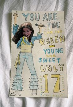 #dancingqueen #17 #card #birthdaycard #birthday #seventeen Dancing Queen Young And Sweet Only 17, Sweet 16 Card Ideas, 16th Birthday Card Ideas, 17 Birthday Card, 17th Birthday Card, Seventeen Birthday, Seventeenth Birthday, Queen Drawing, 17th Birthday Ideas