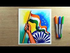 Independence Day Drawing ❤️, Independence Day Drawing Easy with Brush Pen - YouTube Independence Day Water Colour Drawing, 15th August Drawing Competition, 15 August Drawing Competition, Independence Day Poster Drawing Easy, Drawing On 15 August, Incredible India Drawing Ideas, Independence Day Theme Drawing, Independence Day Drawing Ideas Creative, Independence Day Easy Drawing