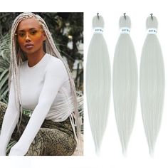 PRICES MAY VARY. 【Hair Material】:The Grey White pre stretched braiding hair is made with the high- quality, low temperature flame-retardant synthetic fiber,light, durable and comfortable. Natural looking and feels soft as human hair. 【Hair Advantages】:The Grey White braiding hair pre stretched is light weight and soft as human hair,smooth,odorless,Hot water setting,easy to knit and twist,comfortable to wear,it is a good choice for your DIY hairstyle. 【Length and Weight】:Color:Grey White,26inch, Silver Hair Braids, Graying Gracefully, White Braids, Crochet Hair Braids, Texture Crochet, Grey Hair Extensions, Hair Braid Designs, 2 Hair Color, Diy Hairstyle