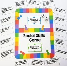 a colorful board game with words and pictures on it