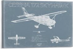 a blueprinted drawing of an airplane with the name cessa 12 skyhawk on it