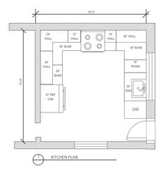 the kitchen floor plan is shown in black and white, with measurements for each area