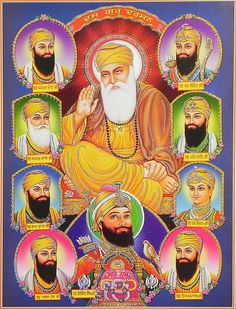 an image of the five avatars of guru baba in different colors and sizes, including white beards