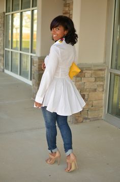 Sweenee Style White Button Down Outfit, Button Down Outfit, Top Jeans, Mk Bags, White Button Down, Simple Chic, White Shirts, Fall 2014, Curvy Fashion