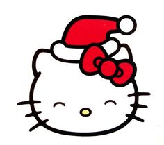 an image of a hello kitty with a santa hat on it's head and eyes