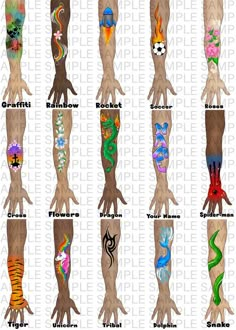 Face Paint Arm Designs Face Paint Design Menu Board Designs - Etsy UK Face Paint Arm, Face Painting Images, Easy Face Painting Designs, Adult Face Painting, Girl Face Painting, Menue Design