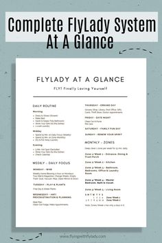 the complete flylady system at a glance with text overlaying it in black and white