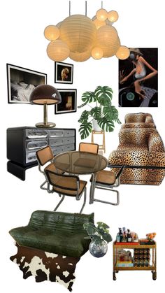 a collage of furniture and decor items