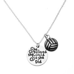 Volleyball She Believed She Could So She Did Necklace - Infinity Collection Volleyball Gifts For Players, Volleyball Teams, Volleyball Accessories, Volleyball Necklace, Volleyball Jewelry, Volleyball Coach Gifts, Sports Person, Girls Volleyball, Inexpensive Jewelry