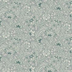 a green and white floral wallpaper pattern