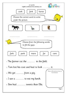 worksheet for children to learn english with pictures and words in the form of animals