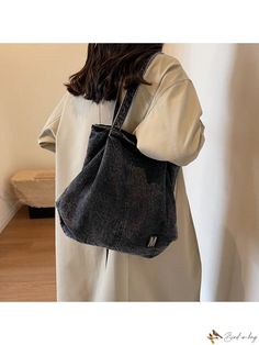 Bird in Bag - Premium Denim Womens Bag: Vintage Casual One-Shoulder Underarm Bag with Spacious Canvas and Chic Black Color Casual Black Denim Bag, Womens Bag, Underarm Bag, Vintage Bag, Tote Bag Pattern, Vintage Casual, Bag Vintage, Shoulder Tote Bag, Bird In Bag