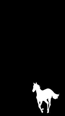 the silhouette of a horse is shown against a black background with white text on it