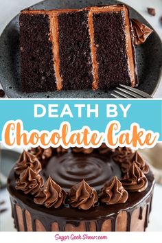 Death by chocolate cake made with layers of rich and moist chocolate cake with chocolate chunks, easy chocolate buttercream, and a chocolate ganache drip! This chocolate cake gets its amazing flavor from espresso powder, mayonnaise, chocolate chunks, and Guinness beer! Don't worry, you can't taste any of these ingredients, it just intensifies the chocolate flavor to unbelievable levels! This cake is for the true chocolate lovers in your life! Truly the best chocolate cake recipe Easy Chocolate Buttercream, Chocolate Cake Recipe Videos, Geek Recipes, Chocolate Lovers Cake, Buttercream Recipes, Ganache Drip, Sugar Geek, The Best Chocolate Cake, Layered Cakes