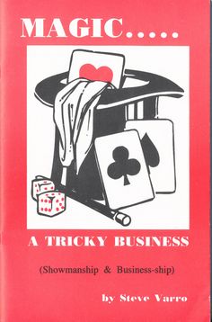 a red book cover with black and white illustrations on it, which reads magic a tricky business