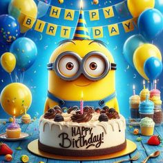 a birthday cake with a minion on it