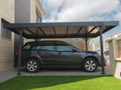 Palram - Canopia | Palma 5000 Carport Gray/Bronze | The Better Backyard Carport Aluminium, Aluminum Carport, Polycarbonate Roof Panels, Carport Kits, Sail Canopies, Carport Garage, Shed Sizes, Best Barns, Concrete Fire Pits