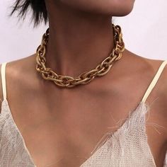 Find ideas๏ฟฝand inspiration for Punk Rock Choker Necklace Chunky Thick Chain Iron Alloy Fashion Jewelry Wear NEW, Fashion Jewelry Steampunk Men, Thick Chain Necklace, Chunky Chain Necklaces, Neck Accessories, Neck Jewellery, Chain Choker Necklace, Collars For Women, Chain Choker, Metal Necklaces