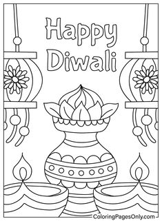 happy diwali coloring page for kids