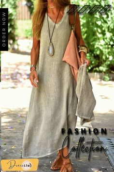 Casual Solid Patchwork V Neck Straight Dresses(4 Colors) Sleeveless Dresses Casual, Two Piece Jumpsuit, Dress Sleeve Length, Sleeveless Dresses, Slim Dress, Dress Linen, Straight Dress, Linen Style, Linnet